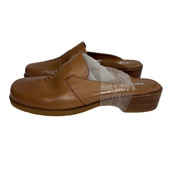 Vintage Worthington‎ Tan Leather Slip-On Mules Small Heel Women's Size 8M - Picture 5 of 11